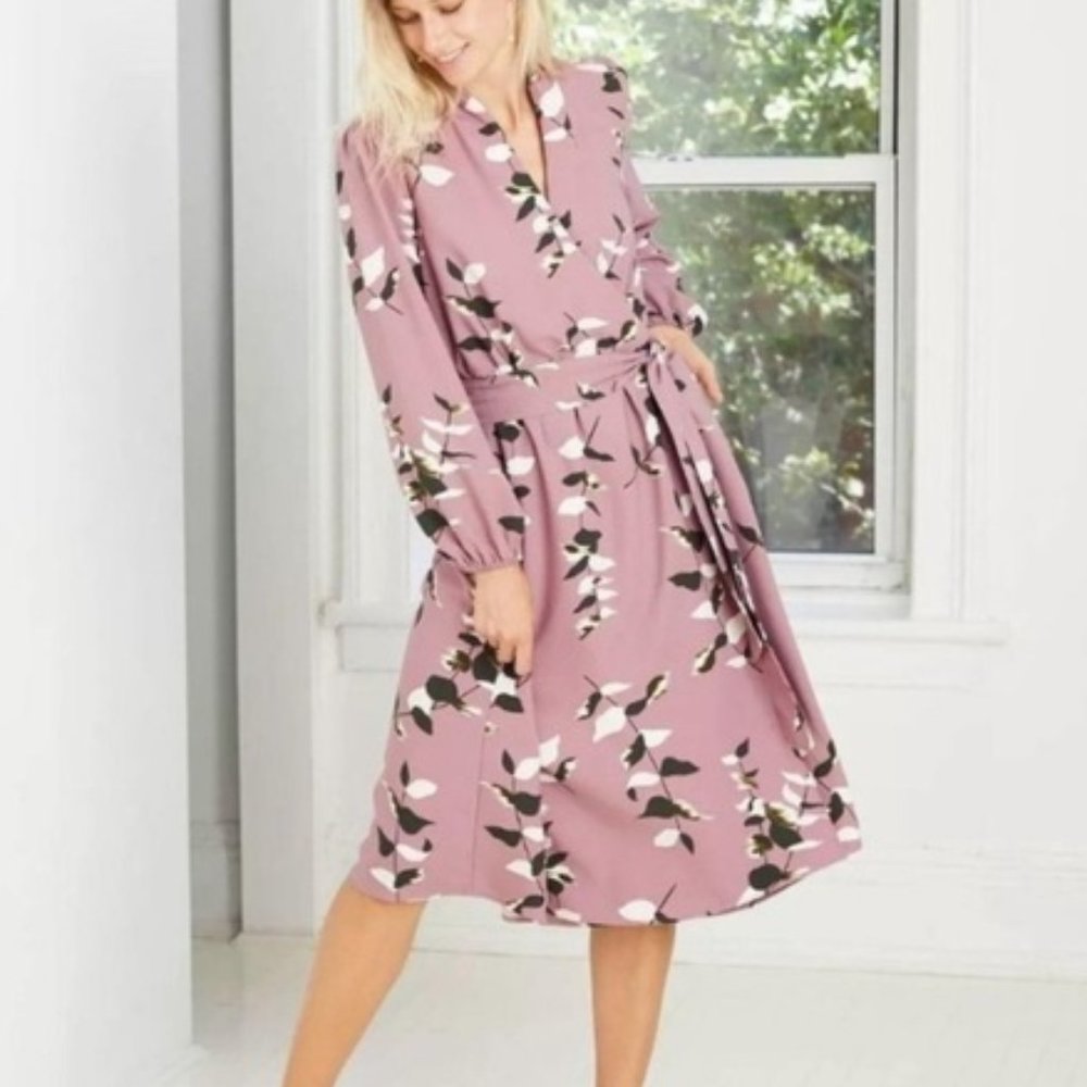 Light Purple Long Sleeve Floral Dress